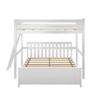 Lit superposé Max & Lily, cadre de lit superposé en L complet sur grand lit pour enfants avec échelle à l'extrémité, lit superposé en bois massif pour enfants, aucun sommier tapissier requis