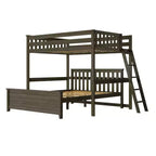Lit superposé Max & Lily, cadre de lit superposé en L complet sur grand lit pour enfants avec échelle à l'extrémité, lit superposé en bois massif pour enfants, aucun sommier tapissier requis