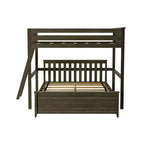 Lit superposé Max & Lily, cadre de lit superposé en L complet sur grand lit pour enfants avec échelle à l'extrémité, lit superposé en bois massif pour enfants, aucun sommier tapissier requis