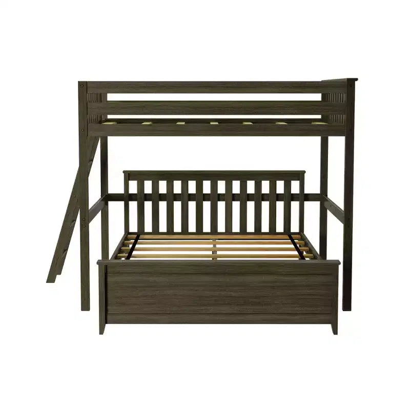 Lit superposé Max & Lily, cadre de lit superposé en L complet sur grand lit pour enfants avec échelle à l'extrémité, lit superposé en bois massif pour enfants, aucun sommier tapissier requis