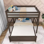 Lit superposé Max & Lily, cadre de lit superposé en L complet sur grand lit pour enfants avec échelle à l'extrémité, lit superposé en bois massif pour enfants, aucun sommier tapissier requis