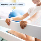 Lit superposé Max & Lily, cadre de lit superposé en L complet sur grand lit pour enfants avec échelle à l'extrémité, lit superposé en bois massif pour enfants, aucun sommier tapissier requis