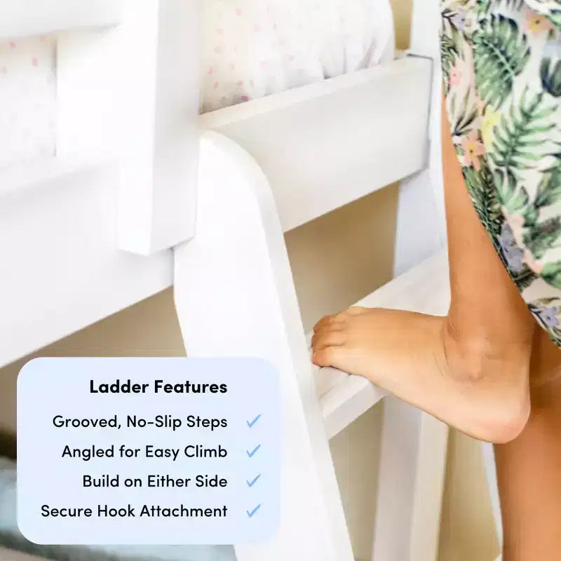 Lit superposé Max & Lily, cadre de lit superposé en L complet sur grand lit pour enfants avec échelle à l'extrémité, lit superposé en bois massif pour enfants, aucun sommier tapissier requis