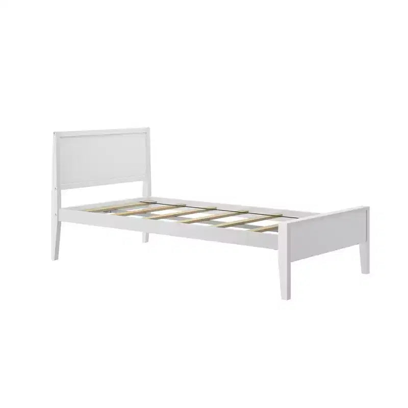 Cadre de lit jumeau Max & Lily, plateforme classique en bois massif avec tête de lit à panneaux pour enfants