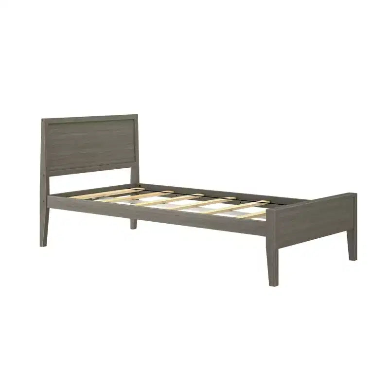 Cadre de lit jumeau Max & Lily, plateforme classique en bois massif avec tête de lit à panneaux pour enfants