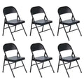 Peakform Steel Folding Chair with Cross Leg Braces Construction and Foot Caps for Study Rooms, Conferences, and Office Use, Black, 6 Pack