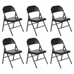 Peakform Steel Folding Chair with Cross Leg Braces Construction and Foot Caps for Study Rooms, Conferences, and Office Use, Black, 6 Pack