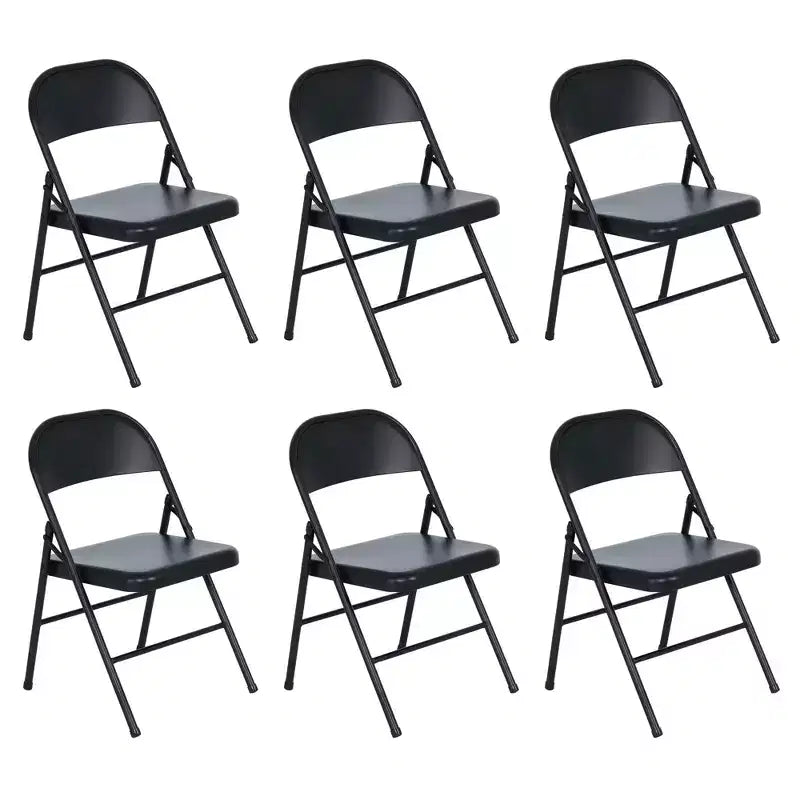 Peakform Steel Folding Chair with Cross Leg Braces Construction and Foot Caps for Study Rooms, Conferences, and Office Use, Black, 6 Pack
