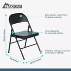 Chaise pliante Peakform en acier avec traverses et embouts de protection pour salles d'étude, conférences et bureaux, noir, lot de 6