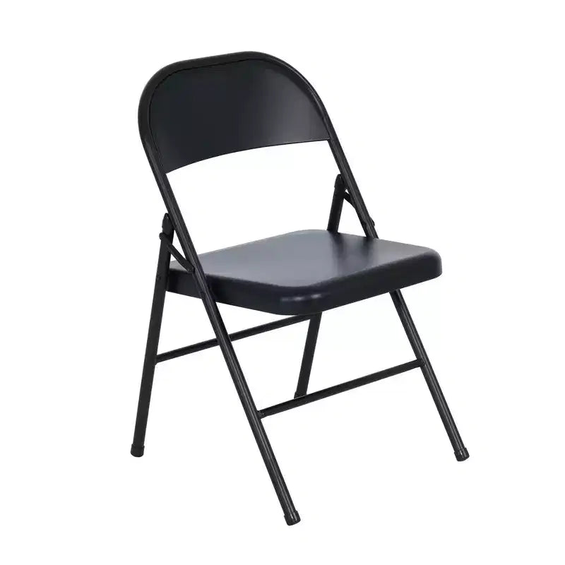 Chaise pliante Peakform en acier avec traverses et embouts de protection pour salles d'étude, conférences et bureaux, noir, lot de 6