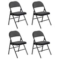 Peakform Folding Vinyl Padded Chair with Comfortable Seat Cushion, Compact, Lightweight, Easy Storage, 4 Pack, Gray Design, Black Frame