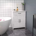 Meuble de salle de bain autoportant kleankin, armoire de rangement de salle de bain moderne avec tiroir de rangement, 2 portes et étagère réglable, blanc