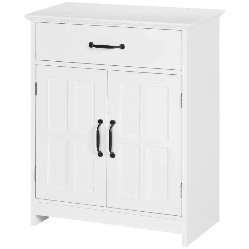 Meuble de salle de bain autoportant kleankin, armoire de rangement de salle de bain moderne avec tiroir de rangement, 2 portes et étagère réglable, blanc
