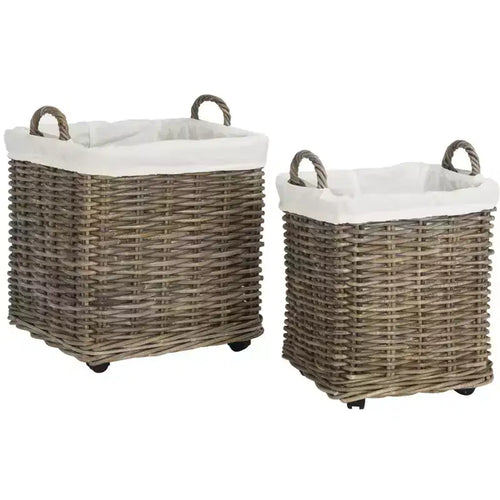 Amari Laundry Basket with Wheels (Set of 2) - HAC6000 - Natural - Safavieh