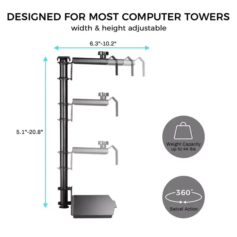 EUREKA ERGONOMIC,Support CPU réglable par bouton rotatif,22,09 l x 12,52 P x 12,05 HNoir