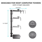 EUREKA ERGONOMIC,Support CPU réglable par bouton rotatif,22,09 l x 12,52 P x 12,05 HNoir