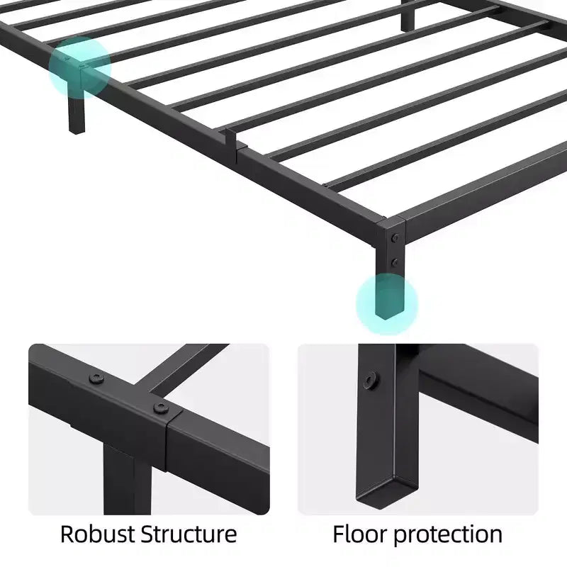 Whizmax Cadre de Lit 8 Pouces Queen/Full/Twin, Plateforme en Métal à Profil Bas, Support de Matelas, Silencieux, Montage Facile, Noir