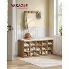 VASAGLE Banc à chaussures avec coussin de rangement et 15 compartiments