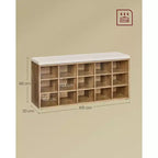 VASAGLE Banc à chaussures avec coussin de rangement et 15 compartiments
