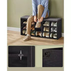 VASAGLE Banc à chaussures avec coussin de rangement et 15 compartiments