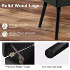 Costway Tabouret de Coiffeuse en Velours Pouf avec Rangement Pieds en Bois Massif Couvercle Rabattable pour Entrée Gris/Beige/Noir