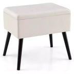 Costway Velvet Vanity Stool Ottoman with Storage Solid Wood Legs Flip-Up Top for Entryway Gray/Beige/Black