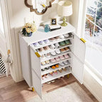 Meuble à chaussures 6 niveaux Lantine avec portes persiennes