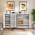 Meuble à chaussures 6 niveaux Lantine avec portes persiennes