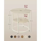 VASAGLE Table d'appoint, Table d'appoint ronde à 2 étagères pour Salon, Chambre, Table de chevet avec Cadre en acier pour Petits Espaces