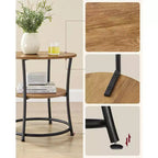 VASAGLE Table d'appoint, Table d'appoint ronde à 2 étagères pour Salon, Chambre, Table de chevet avec Cadre en acier pour Petits Espaces