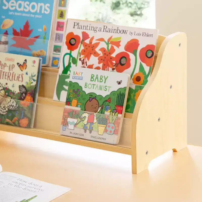 Présentoir de livres de table Guidecraft – Naturel : Présentoir de livres et de littérature et rangement de livres pour salle de classe pour enfants
