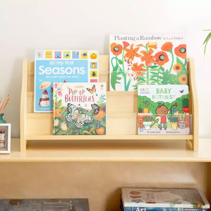 Présentoir de livres de table Guidecraft – Naturel : Présentoir de livres et de littérature et rangement de livres pour salle de classe pour enfants