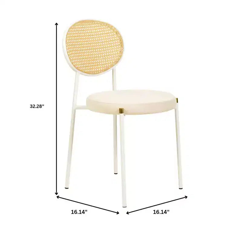 Chaise de salle à manger en velours LeisureMod Euston – Chaise à dossier ouvert en rotin avec base en acier inoxydable, assise moderne confortable pour cuisine, salle à manger, café