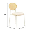 Chaise de salle à manger en velours LeisureMod Euston – Chaise à dossier ouvert en rotin avec base en acier inoxydable, assise moderne confortable pour cuisine, salle à manger, café