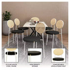 Chaise de salle à manger en velours LeisureMod Euston – Chaise à dossier ouvert en rotin avec base en acier inoxydable, assise moderne confortable pour cuisine, salle à manger, café