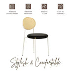 Chaise de salle à manger en velours LeisureMod Euston – Chaise à dossier ouvert en rotin avec base en acier inoxydable, assise moderne confortable pour cuisine, salle à manger, café
