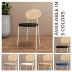 Chaise de salle à manger en velours LeisureMod Euston – Chaise à dossier ouvert en rotin avec base en acier inoxydable, assise moderne confortable pour cuisine, salle à manger, café