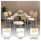 Chaise de salle à manger en velours LeisureMod Euston – Chaise à dossier ouvert en rotin avec base en acier inoxydable, assise moderne confortable pour cuisine, salle à manger, café