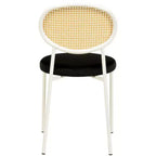 Chaise de salle à manger en velours LeisureMod Euston – Chaise à dossier ouvert en rotin avec base en acier inoxydable, assise moderne confortable pour cuisine, salle à manger, café