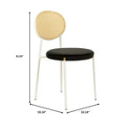 Chaise de salle à manger en velours LeisureMod Euston – Chaise à dossier ouvert en rotin avec base en acier inoxydable, assise moderne confortable pour cuisine, salle à manger, café
