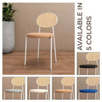 Chaise de salle à manger en velours LeisureMod Euston – Chaise à dossier ouvert en rotin avec base en acier inoxydable, assise moderne confortable pour cuisine, salle à manger, café