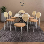 Chaise de salle à manger en velours LeisureMod Euston – Chaise à dossier ouvert en rotin avec base en acier inoxydable, assise moderne confortable pour cuisine, salle à manger, café