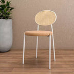 Chaise de salle à manger en velours LeisureMod Euston – Chaise à dossier ouvert en rotin avec base en acier inoxydable, assise moderne confortable pour cuisine, salle à manger, café