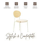 Chaise de salle à manger en velours LeisureMod Euston – Chaise à dossier ouvert en rotin avec base en acier inoxydable, assise moderne confortable pour cuisine, salle à manger, café