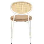 Chaise de salle à manger en velours LeisureMod Euston – Chaise à dossier ouvert en rotin avec base en acier inoxydable, assise moderne confortable pour cuisine, salle à manger, café