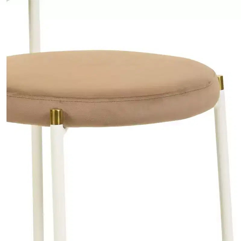 Chaise de salle à manger en velours LeisureMod Euston – Chaise à dossier ouvert en rotin avec base en acier inoxydable, assise moderne confortable pour cuisine, salle à manger, café