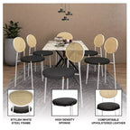 Chaise de salle à manger en velours LeisureMod Euston – Chaise à dossier ouvert en rotin avec base en acier inoxydable, assise moderne confortable pour cuisine, salle à manger, café