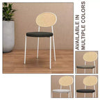 Chaise de salle à manger en velours LeisureMod Euston – Chaise à dossier ouvert en rotin avec base en acier inoxydable, assise moderne confortable pour cuisine, salle à manger, café