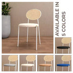 Chaise de salle à manger en velours LeisureMod Euston – Chaise à dossier ouvert en rotin avec base en acier inoxydable, assise moderne confortable pour cuisine, salle à manger, café