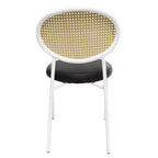 Chaise de salle à manger en velours LeisureMod Euston – Chaise à dossier ouvert en rotin avec base en acier inoxydable, assise moderne confortable pour cuisine, salle à manger, café